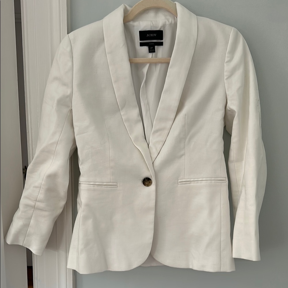 J. Crew White Blazer with Notched Lapels and Tailored Fit